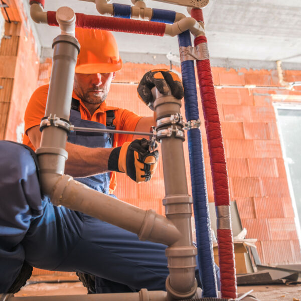 Water and Wastewater Pipeline Installation plumber working on pipes